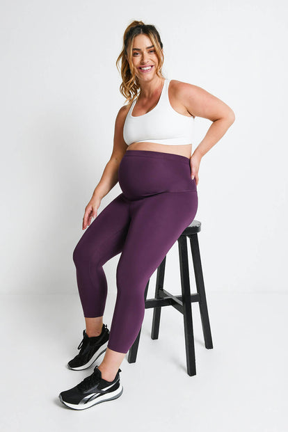 Legging de sport court de grossesse Focus - Mulberry Plum