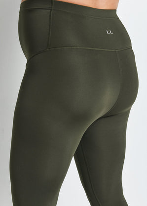 Legging de sport court de grossesse Focus - Olive Vert