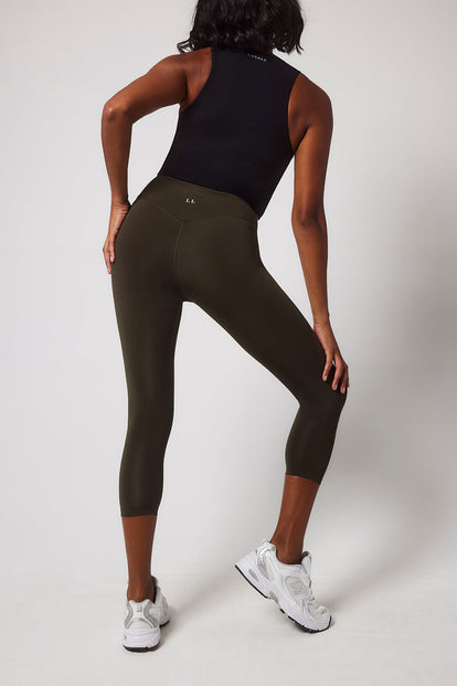 Legging de sport court taille haute Focus - Olive Vert