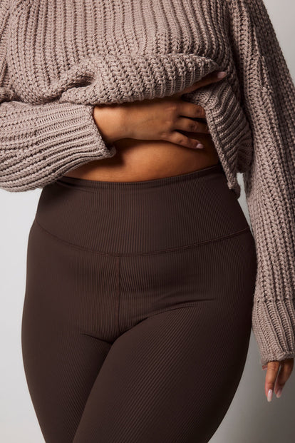 Legging côtelé grande taille - Espresso Brown