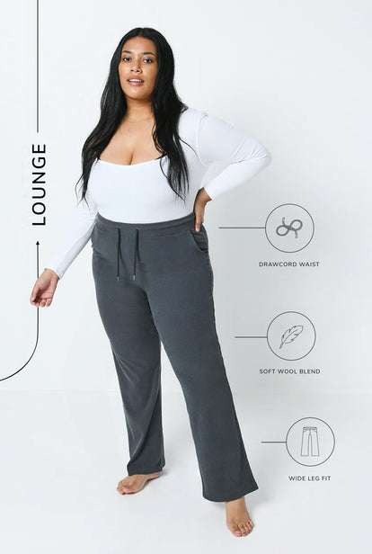 Pantalon côtelé évasé grande taille - Gris