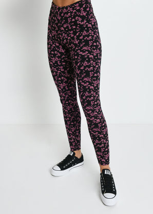 Legging taille haute Everyday - Noir/Burgunder Floral