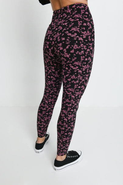 Legging taille haute Everyday - Noir/Burgunder Floral