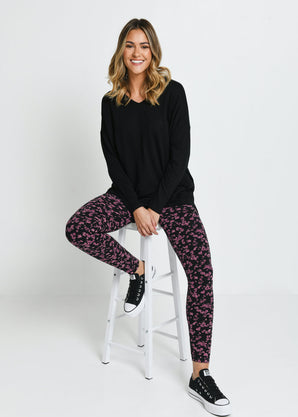 Legging taille haute Everyday - Noir/Burgunder Floral