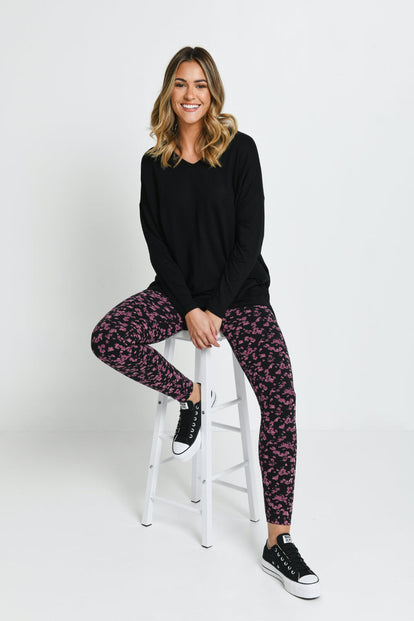 Legging taille haute Everyday - Noir/Burgunder Floral