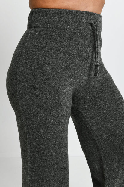 Pantalon lounge évasé maille tricot - Gris