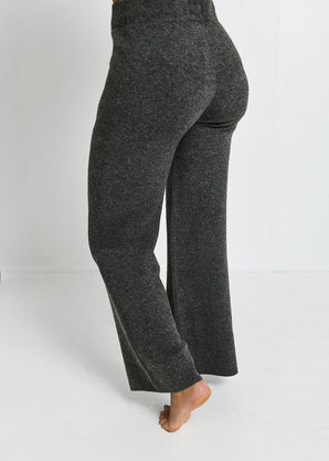 Pantalon lounge évasé maille tricot - Gris