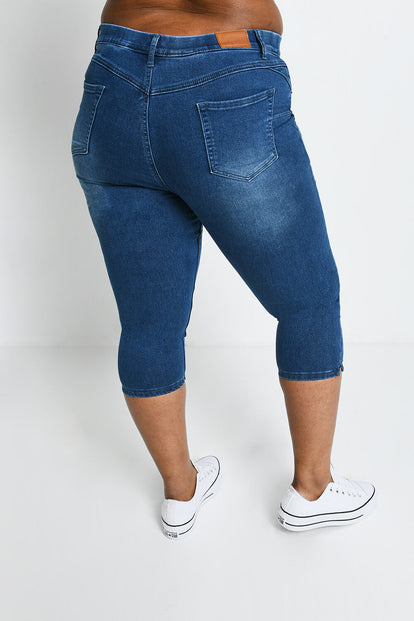 Jegging court grande taille - Mid Bleu