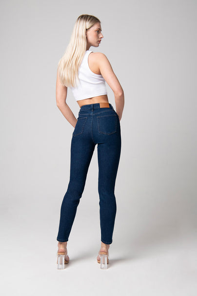 Jean Mom slim - Dark Bleu