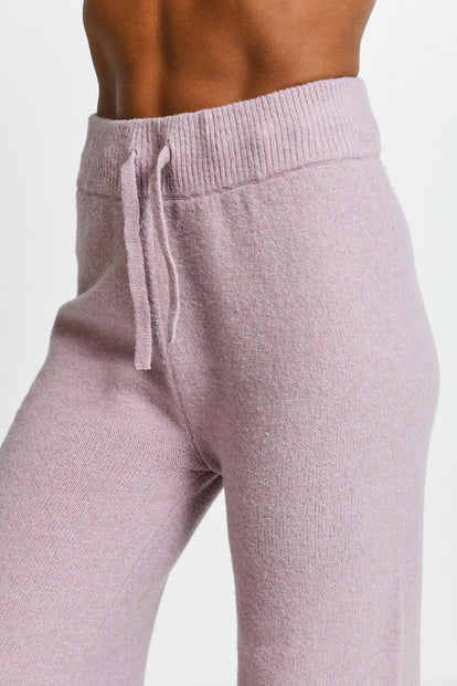 Pantalon lounge évasé maille tricot - Rose