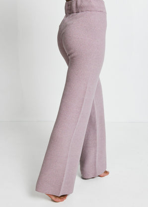 Pantalon lounge évasé maille tricot - Rose