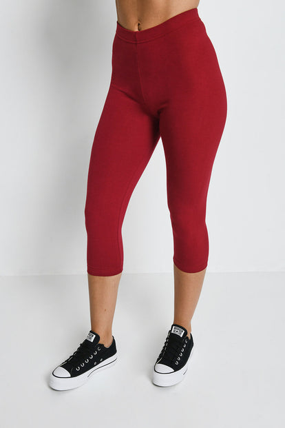 Everyday Cropped Leggings - Red Wine