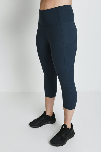 Legging de sport court taille haute Energise - Thunder Bleu
