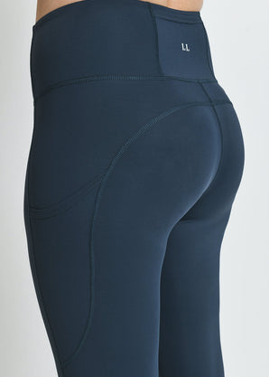 Legging de sport court taille haute Energise - Thunder Bleu