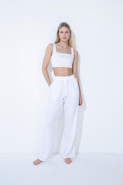 Pantalon en lin Everyday - Blanc