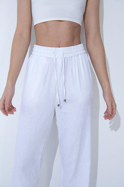 Pantalon en lin Everyday - Blanc